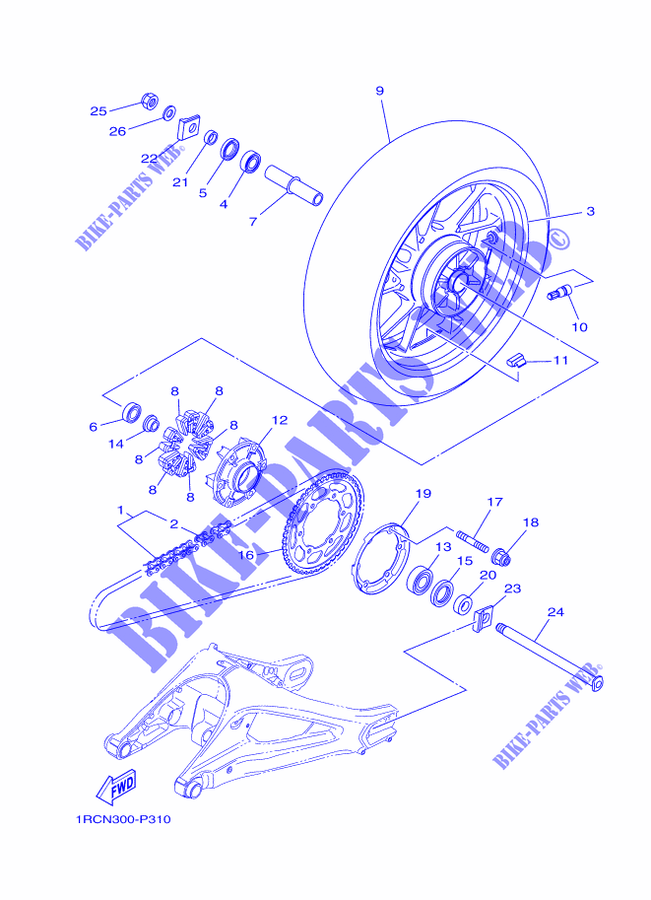 RODA TRASEIRA para Yamaha MT-09 TRACER ABS 2015