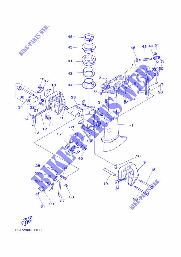 CARTER SUPERIOR E SUPORTE para Yamaha 4C Manual Starter, Tiller Handle, Manual Tilt, Pre-Mixing, Shaf Shaft 20