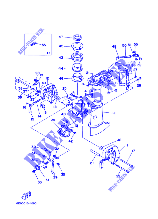 CARTER SUPERIOR E SUPORTE para Yamaha 5CM Manual Starter, Tiller Handle, Manual Tilt, Pre-Mixing, Shaft 20