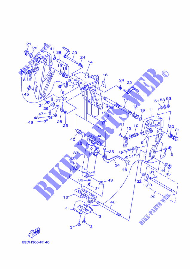 SUPORTE 1 para Yamaha E60H Manual Starter, Tiller Handle, Hydro Trim & Tilt, Pre-Mixing, Shaft 20