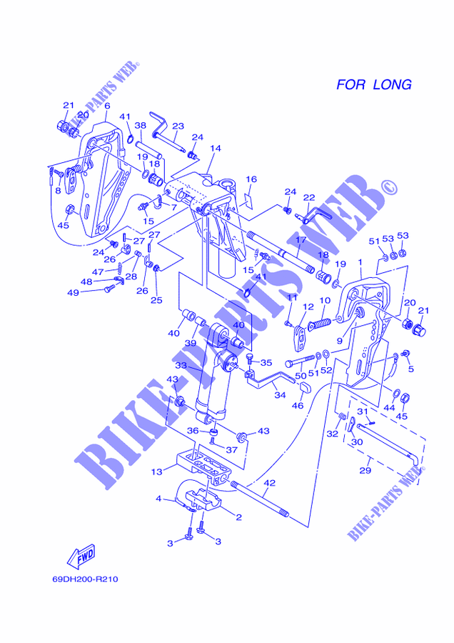 SUPORTE 3 para Yamaha E60H Manual Starter, Tiller Handle, Hydro Trim & Tilt, Pre-Mixing, Shaft 25