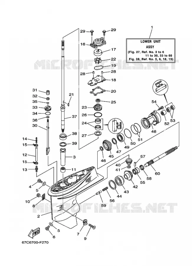 CARTER INFERIOR E TRANSMISSAO 1 Yamaha OUTBOARD ENGINES 40hp (29.4kW) 2007 F40  F40B