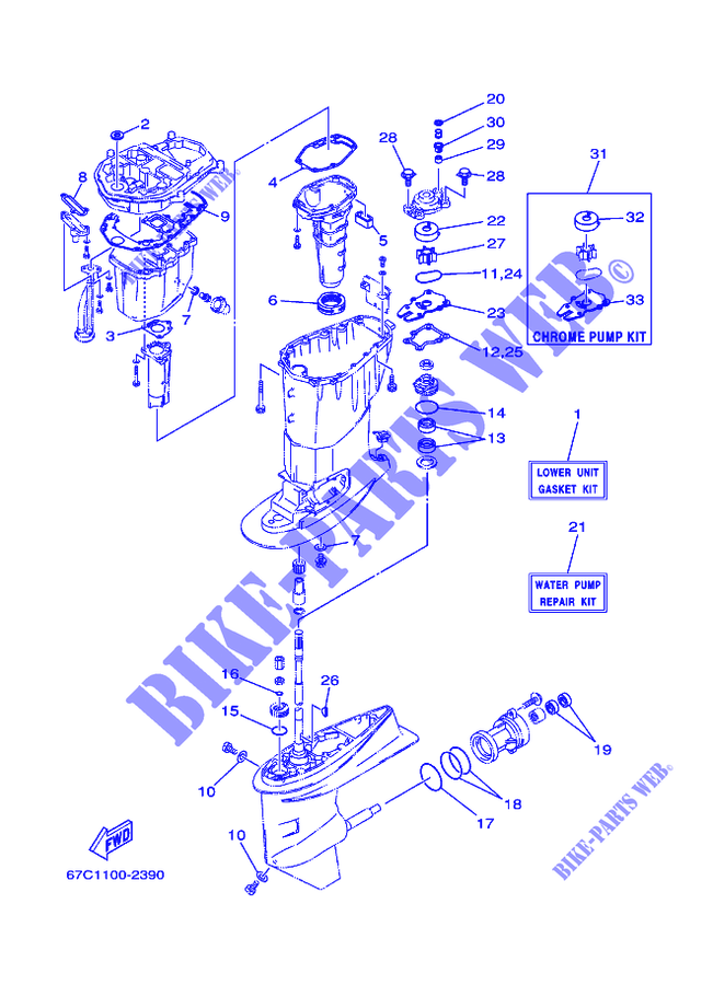 KIT DE REPARAÇÃO 3 para Yamaha F40B Electric Starter, Remote Control, Power Trim & Tilt, Shaft 20