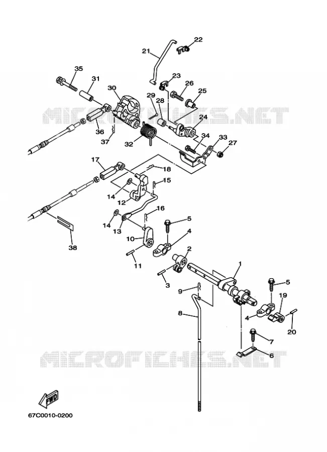 CONTROLE DO ACELERADOR Yamaha OUTBOARD ENGINES 40hp (29.4kW) 2005 F40  F40BMHDS