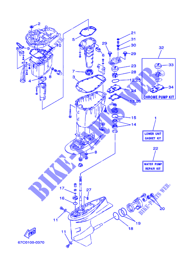 KIT DE REPARAÇÃO 3 para Yamaha F40B Electric Starter, Remote Control, Power Trim & Tilt, Shaft 20