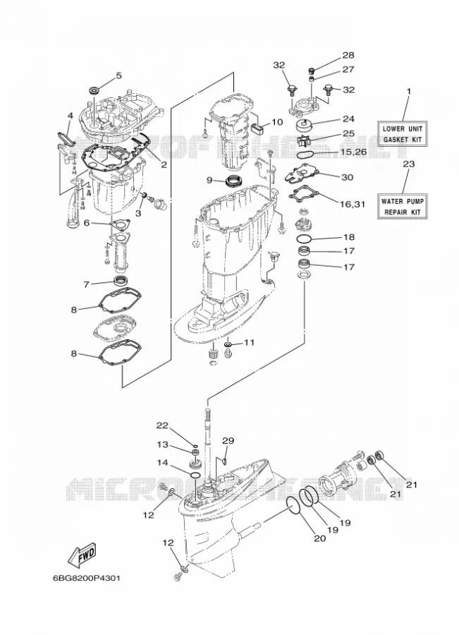 KIT DE REPARAÇÃO 2 Yamaha OUTBOARD ENGINES 40hp (29.4kW) 2017 F40  F40FETL