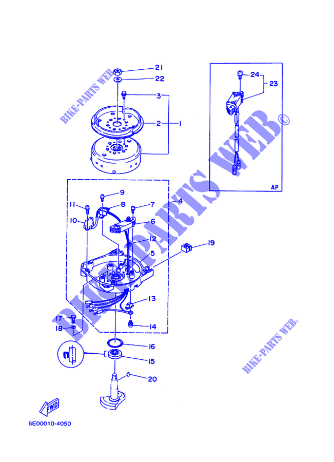 IGNIÇÃO para Yamaha 5C 2 Stroke, Manual Starter, Tiller Handle, Manual Tilt 1999