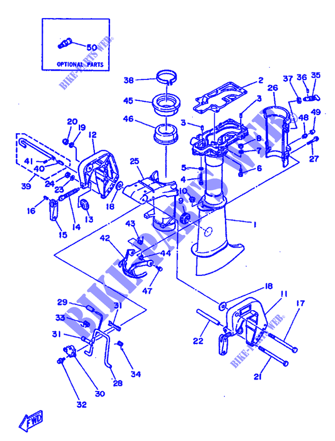 CARTER SUPERIOR E SUPORTE para Yamaha 5C 2 Stroke, Manual Starter, Tiller Handle, Manual Tilt 1985