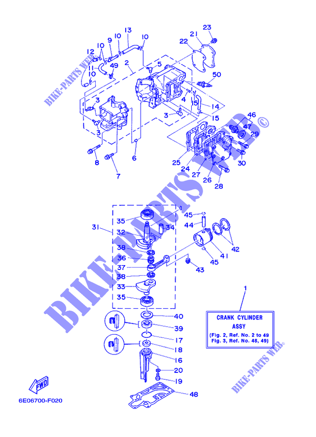 CILINDRO / CARTERS para Yamaha 5C Manual Starter, Tiller Handle, Manual Tilt, Pre-Mixing, Shaft 15
