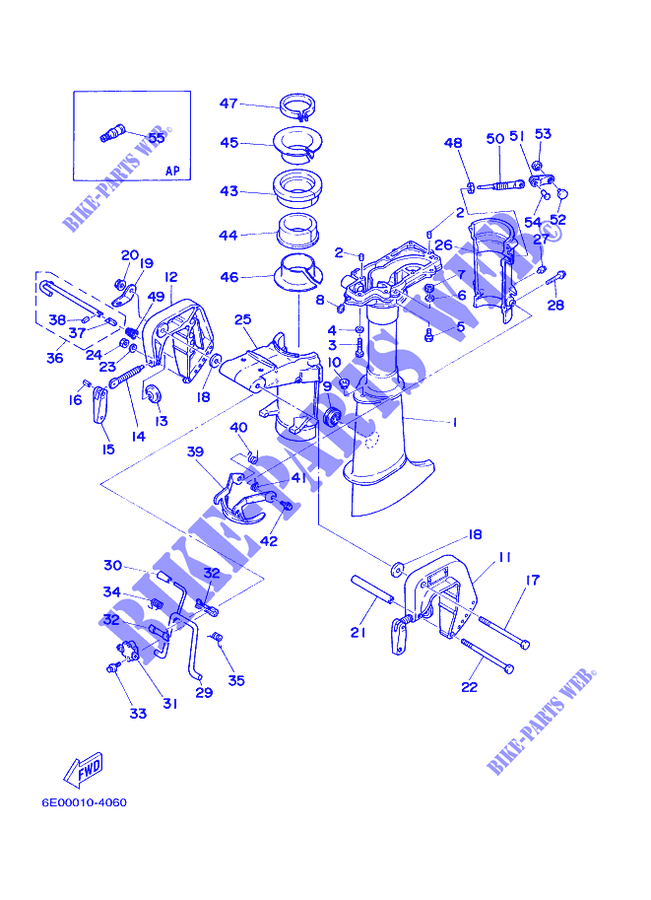 CARTER SUPERIOR E SUPORTE para Yamaha 5C Manual Starter, Tiller Handle, Manual Tilt 1999