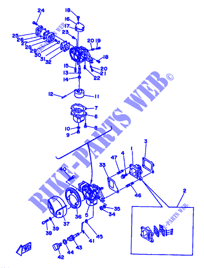 ADMISSÃO para Yamaha 5C 2 Stroke, Manual Starter, Tiller Handle, Manual Tilt 1993