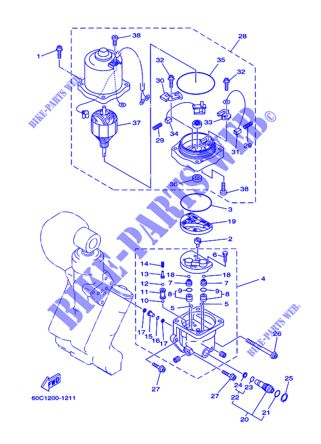 SISTEMA DE INCLINAÇÃO 2 para Yamaha F115A Electric Starter, Remote Control, Power Trim & Tilt, Shaft 25