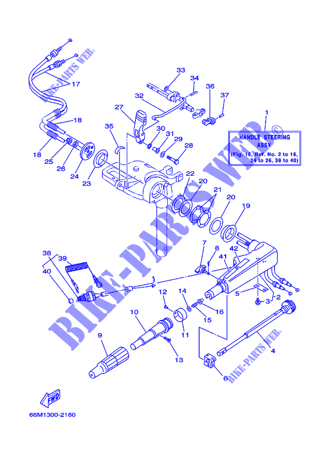 DIRECÇÃO para Yamaha F15A Electric Starter, Tiller Handle, Manual Tilt, Shaft 15