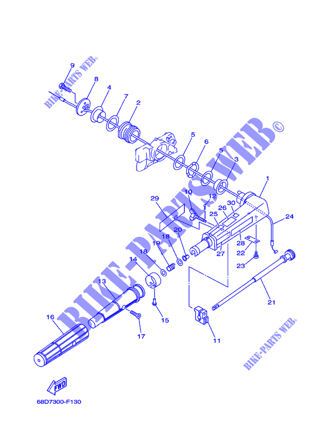 DIRECÇÃO para Yamaha F4A 4 Stroke, Manual Starter, Tiller Handle, Manual Tilt 2007