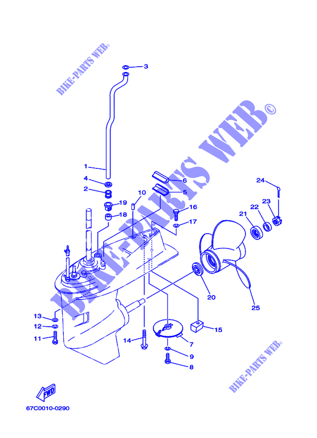 CARTER INFERIOR E TRANSMISSAO 2 para Yamaha F30A Manual Starter, Tiller Handle, Hydro Trim & Tilt, Shaft 15