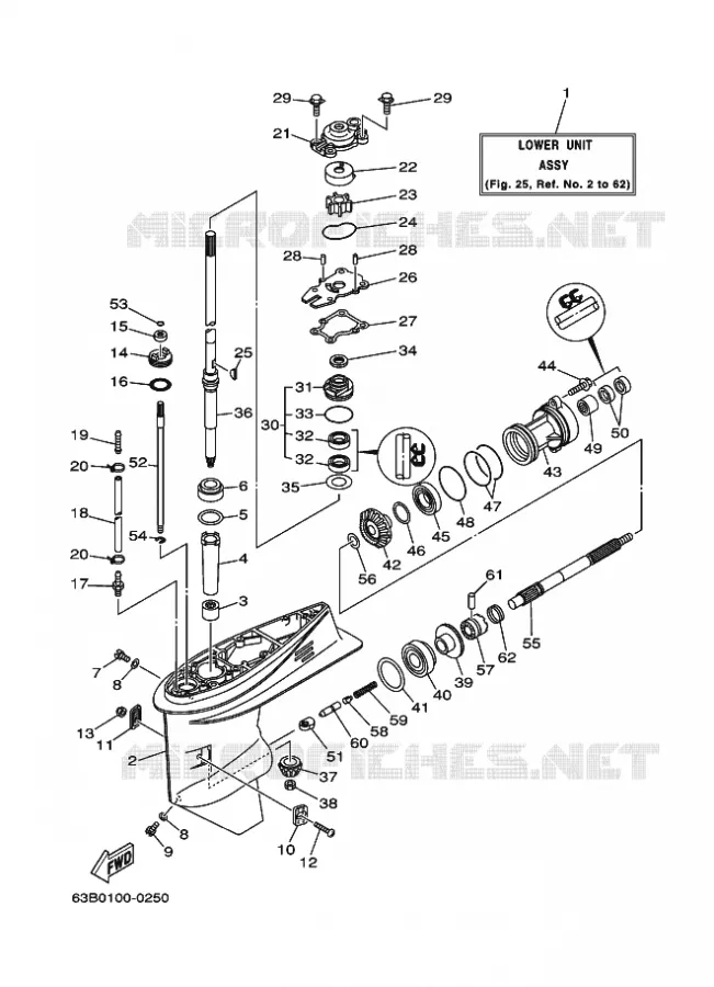 CARTER INFERIOR E TRANSMISSAO 1 Yamaha OUTBOARD ENGINES 40hp (29.4kW) 2000 40  40V