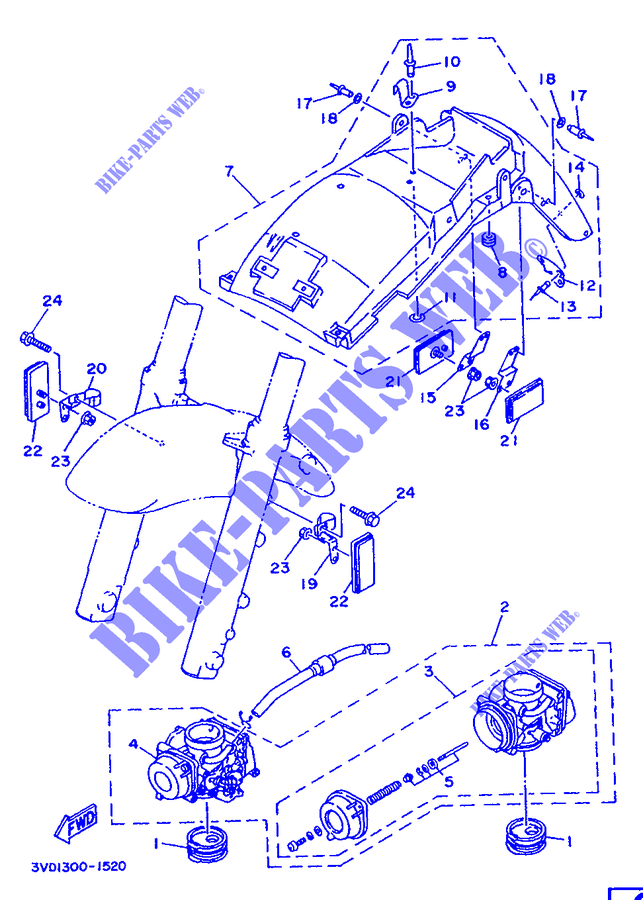 ALTERNATIVA CARBURADOR / CHASSIS para Yamaha TDM850 1993